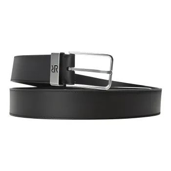 RARE Badge Design Pin Buckle Leather Belts Men's Black