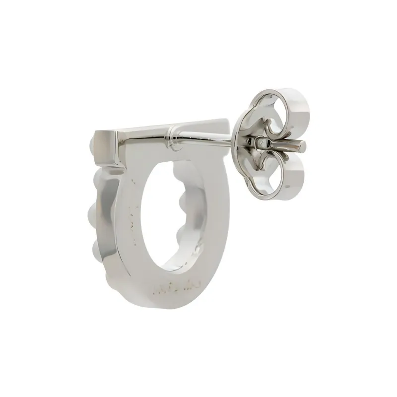 Ferragamo Pearls Embellished Gancini Earrings-1