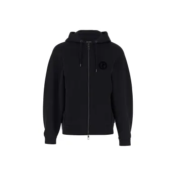 GIORGIO ARMANI Logo Embroidered Zipped Drawstring Hoodie