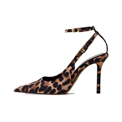 Lan Miao Slim Heel High Heels Women's Cognac Leopard Print