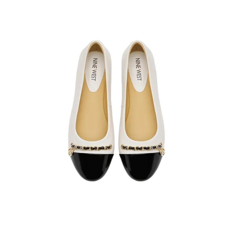 NINE WEST Casual Single Shoes 2cm Women's Ecru/Black-4