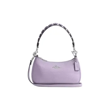 COACH Teri Pebble Leather Shoulder Bag, Crossbody Bag, Handbag Medium Size Women's Purple
