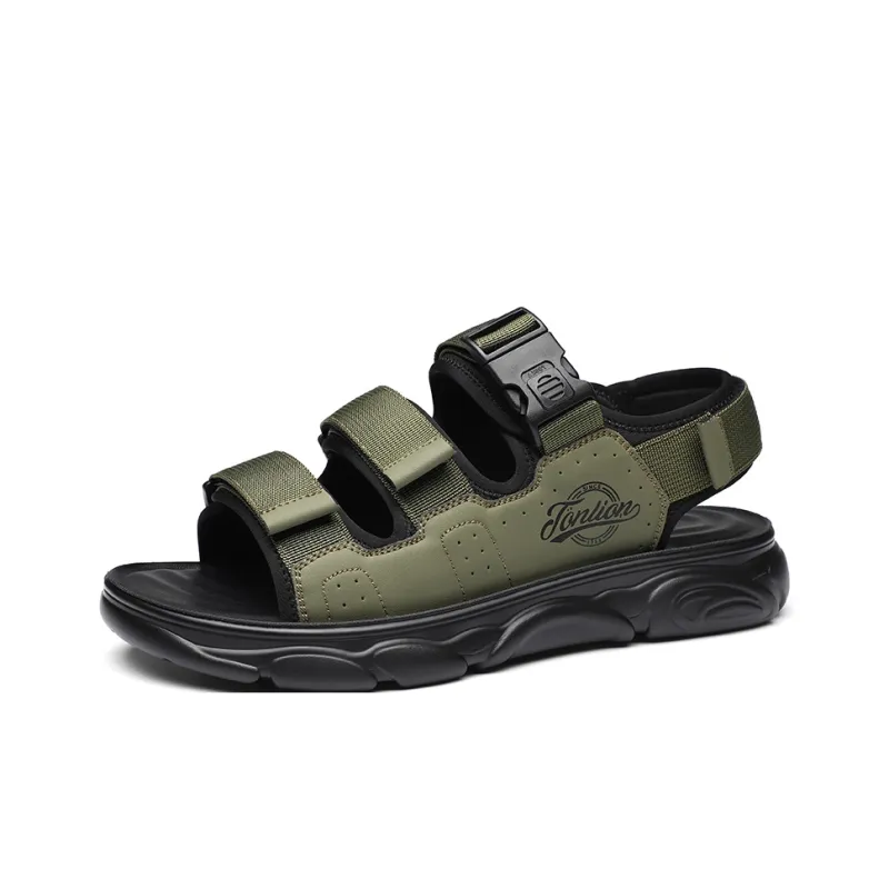 Tonlion Beach Sandals Men Black/Green/Sand-7