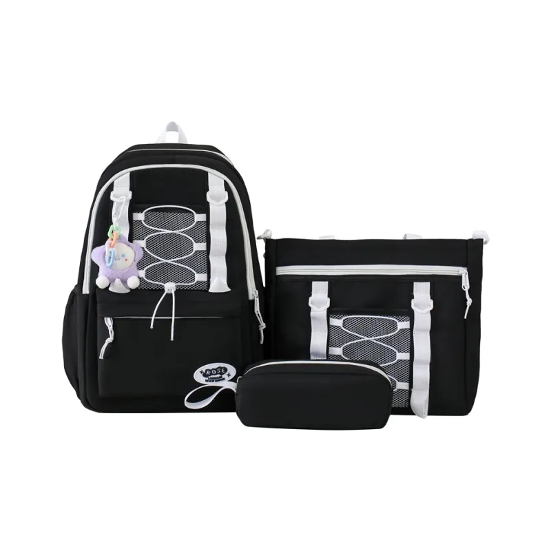 OUZIHUANG Nylon Backpack Combo Set Women's Green/Pink/Yellow/Blue/Black/Purple-11