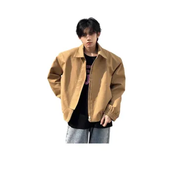 Trendy Unlined Jacket Single Item Unisex Khaki Color