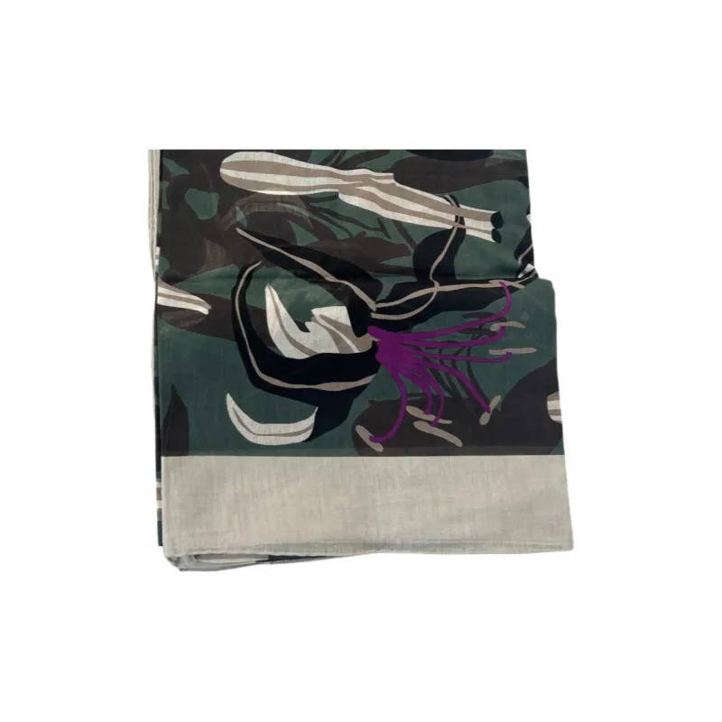 CHANEL Cotton Knit Scarves Women's Green-1