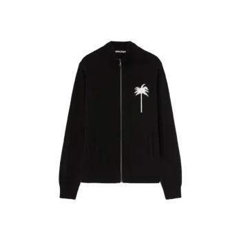 PALM ANGELS Palm Intarsia Zip Up Knitted Cardigan