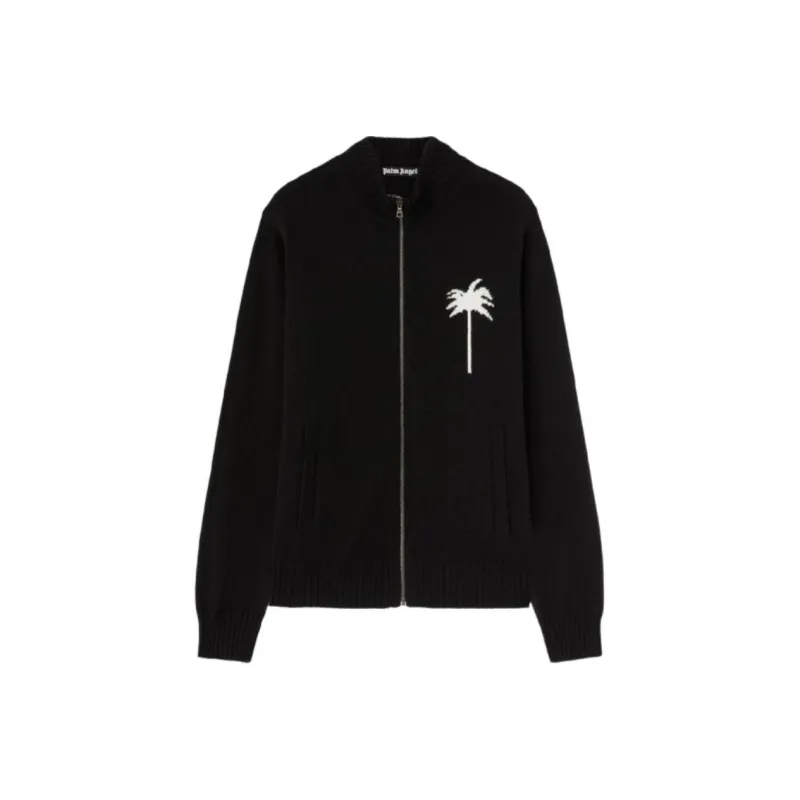 PALM ANGELS Palm Intarsia Zip Up Knitted Cardigan-0
