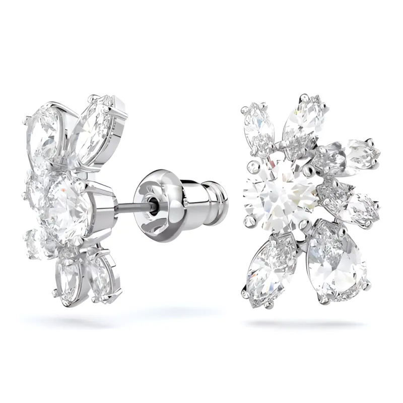 Swarovski Gema Rhodium Plated Stud Earrings Women's-1