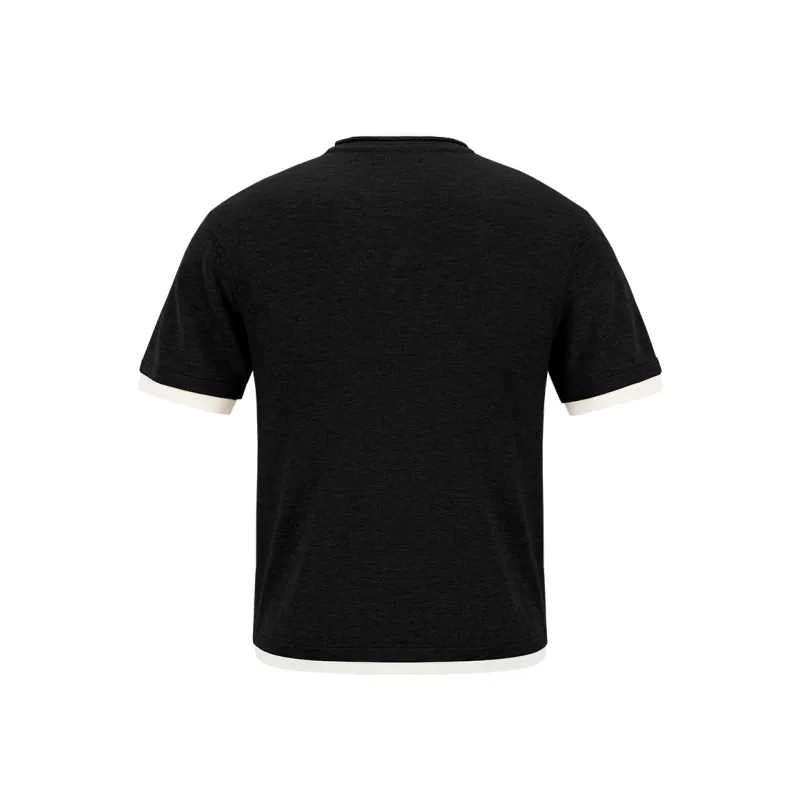 MOONWAV Knitted Fabric Short Sleeved T Shirts Unisex-1