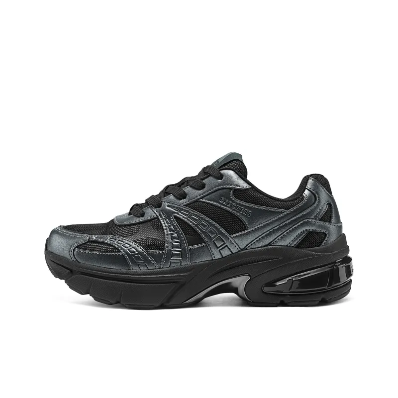Skechers Breathable Low-Top Running Shoes Men's Black-0