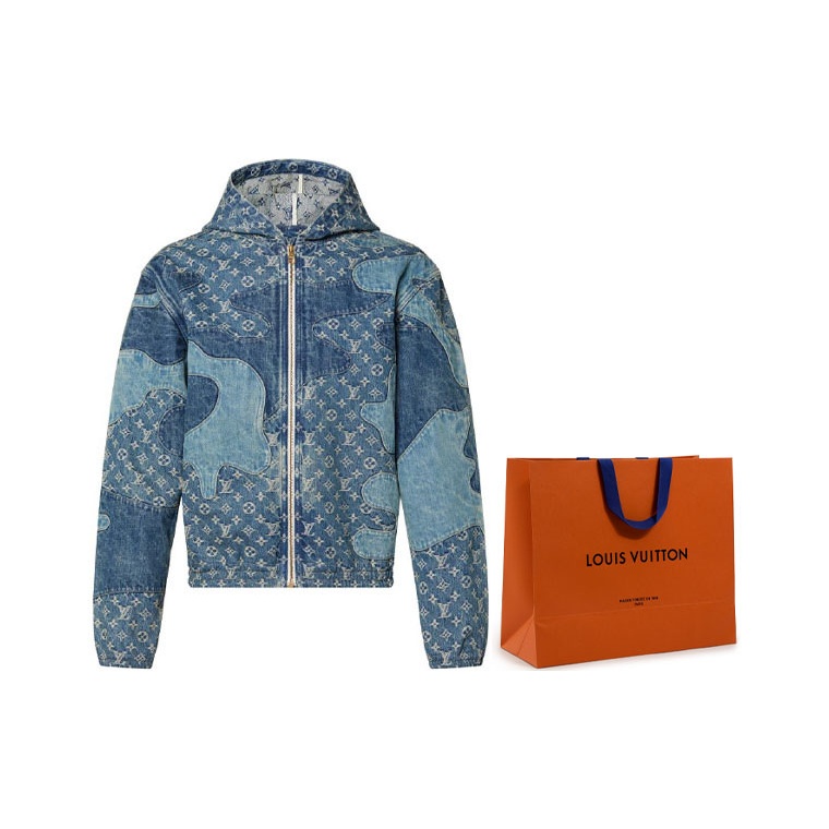 LV x NIGOコラボ Printed Signature Hoodie 関税込 LOUIS VUITTON X Nigo Monogram Patchwork Denim Hoodie - POIZON