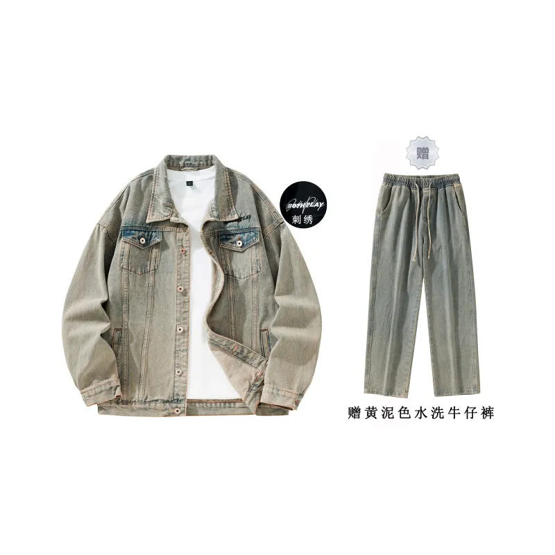 BOTH PLAY Denim Jacket Comes With Short Sleeved T Shirt Unisex-21