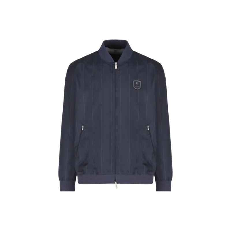 Brunello Cucinelli Logo appliqué Striped Jacket-0