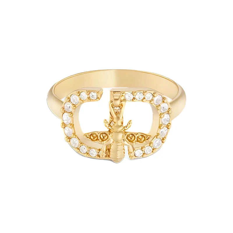 DIOR Faux Crystal Rings Women's Gold-1