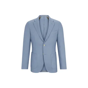 HUGO BOSS Slim-Fit Jacket In Virgin Wool Silk And Cashmere Jackets Coats Men's Light Blue