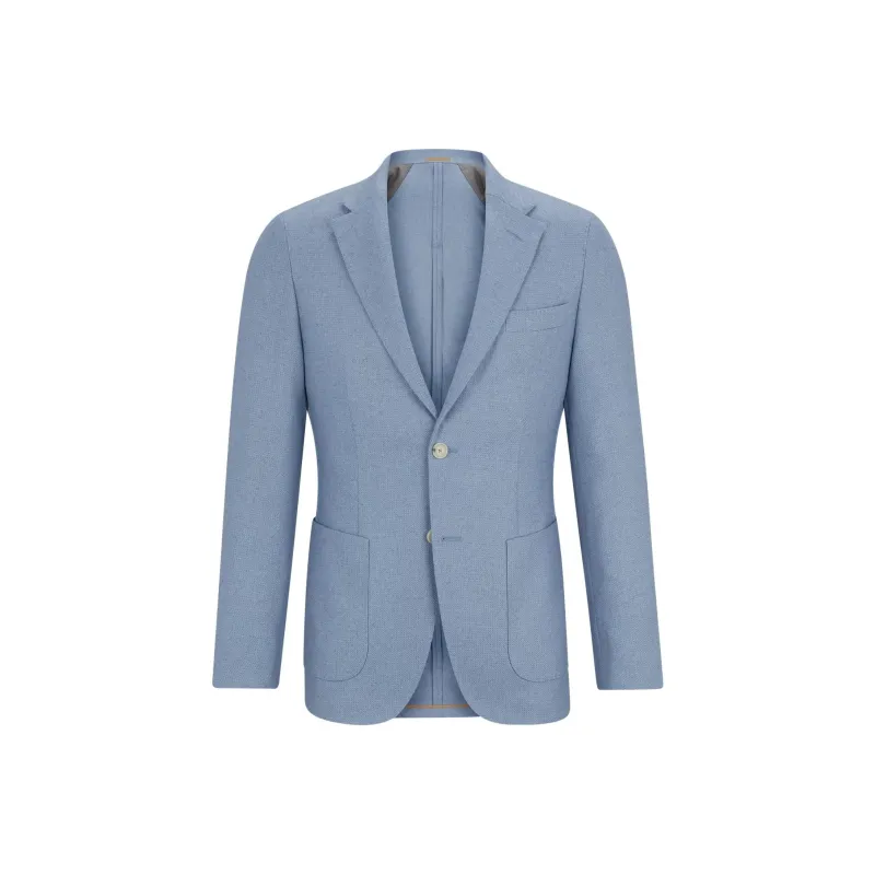 HUGO BOSS Slim-Fit Jacket In Virgin Wool Silk And Cashmere Jackets Coats Men's Light Blue-0