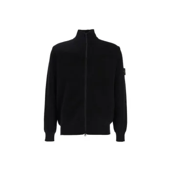 STONE ISLAND Logo Patch Zip Up Cardigan