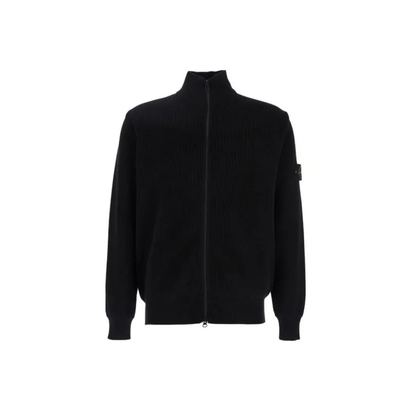STONE ISLAND Logo Patch Zip Up Cardigan-0