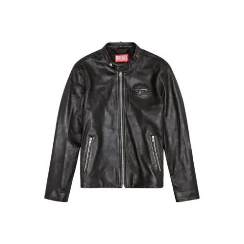 DIESEL Jblac Logo Embossed Leather Jacket