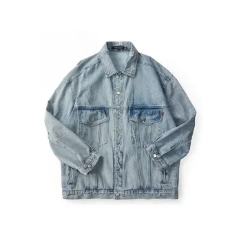 WAYNEXZAVIER Loose Fit Denim Jacket Unisex Blue