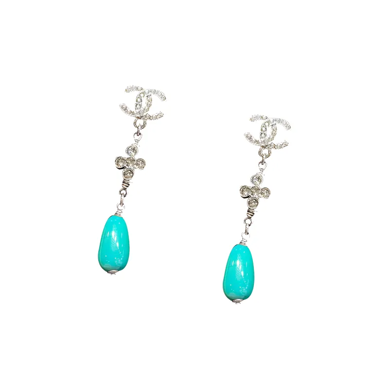 CHANEL Earrings Women's Turquoise-0