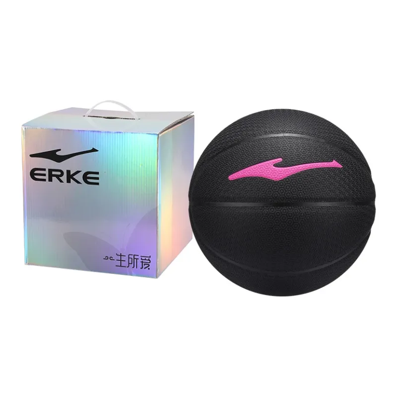 Erke Hexagonal Warriors PU Basketball Pink Black Size 7 Ball Training Competition Unisex-5