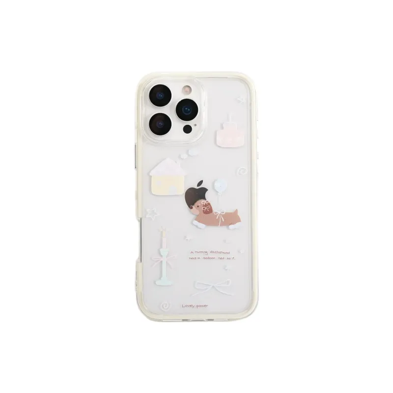 Sopi Acrylic Material 2 in 1 House Balloon Puppy Phone Cases Compatible With IPhone 16/15 Pro Max/Apple 13/14 Pro/Max-1