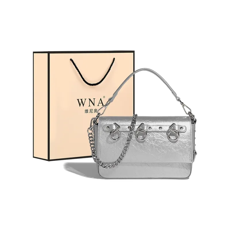 Vigno Synthetic Leather Handbag, One Shoulder, Crossbody Bag Women's Silver/Black-9