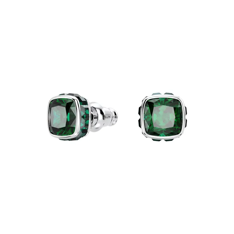Swarovski Rhodium-Plated Faux Crystal Stud Earrings Women's Green-1
