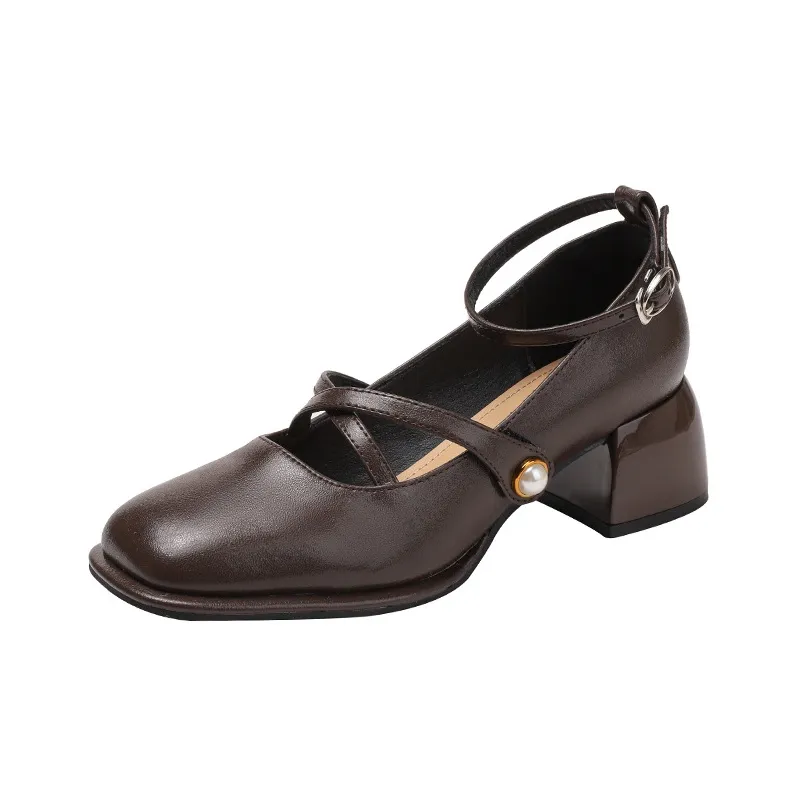 TADSW Chunky Heel High Heels 5cm Women's Dark Brown-0