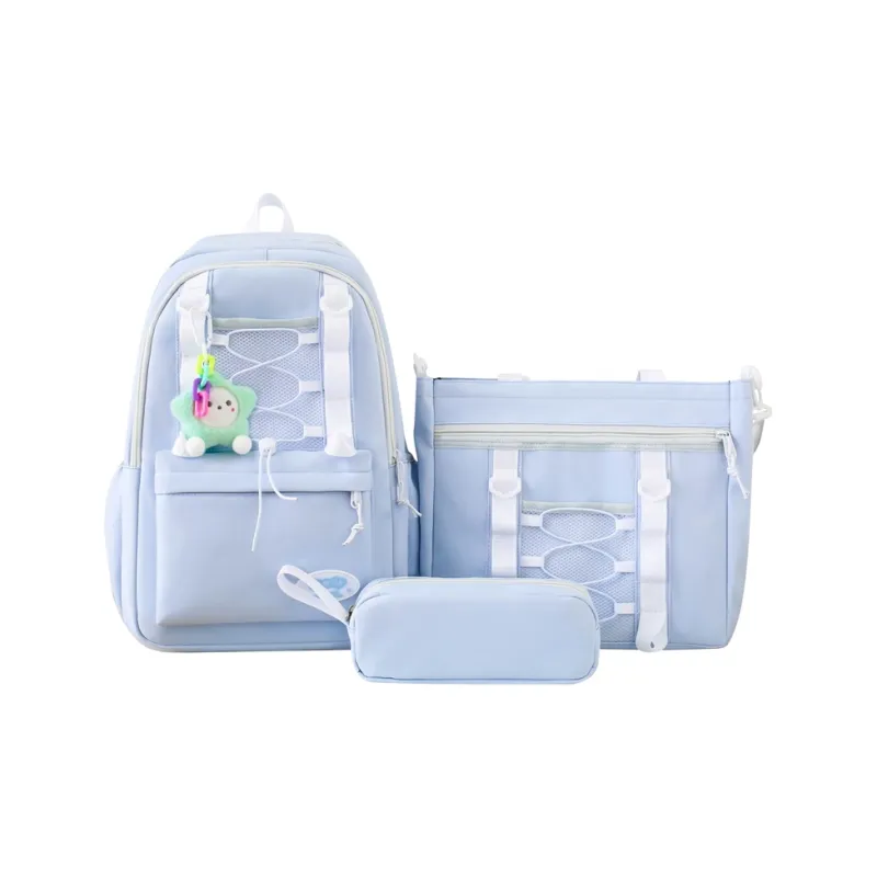 OUZIHUANG Nylon Backpack Combo Set Women's Green/Pink/Yellow/Blue/Black/Purple-10