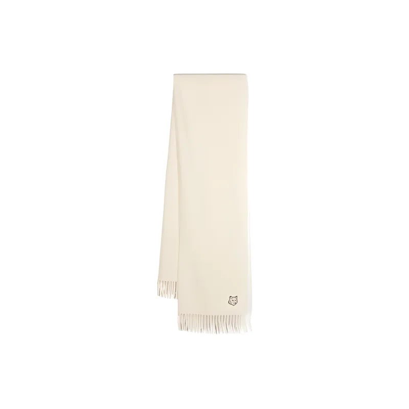 Maison Kitsune Logo embroidered Virgin Wool Scarf-0