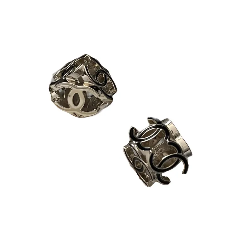 CHANEL Stud Earrings Unisex Black-1