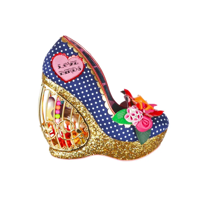 IRREGULAR CHOICE Canary Cabaret Wedge Heel High Heels 14cm Women's Blue-1