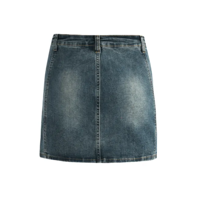 ZXZA Denim Short Skirts Women's Vintage Blue-1
