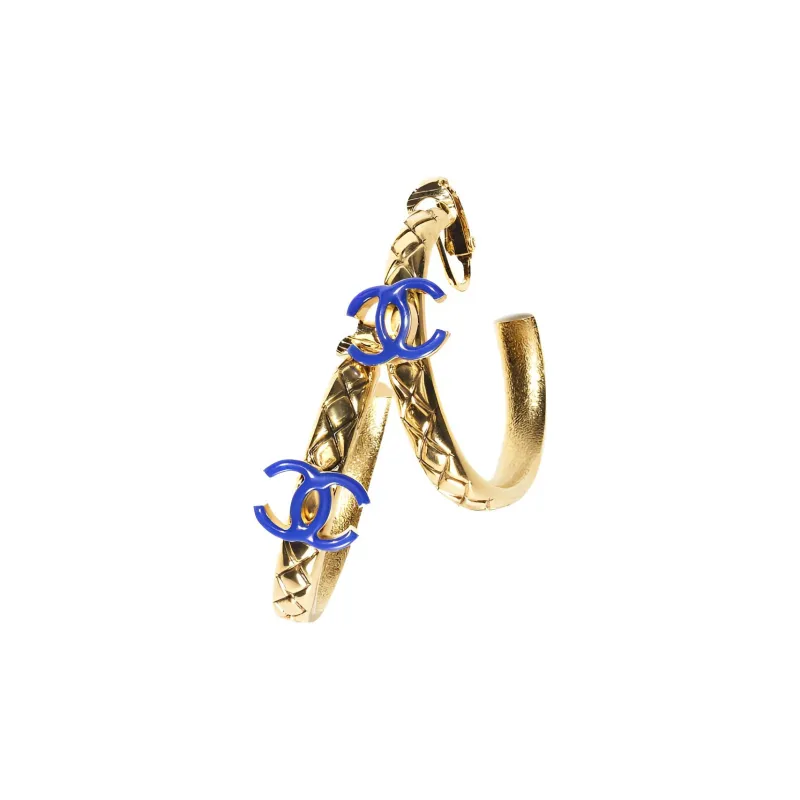CHANEL Earrings Women's Gold/Blue-2