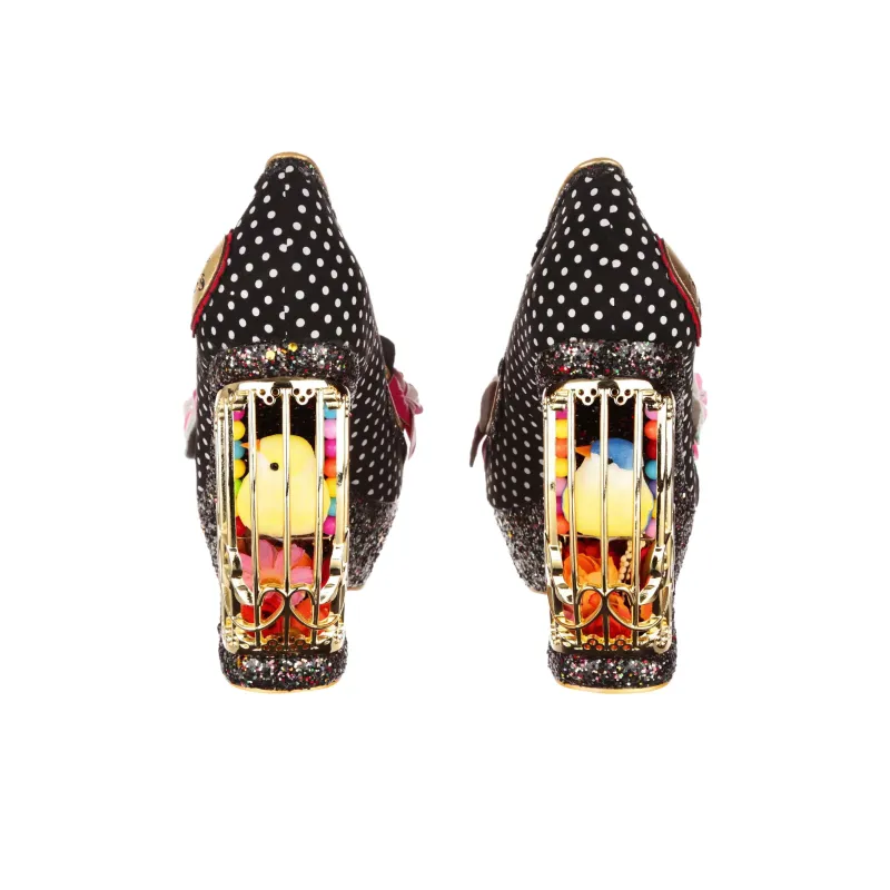 IRREGULAR CHOICE Canary Cabaret Wedge Heel High Heels 14cm Women's Black-5