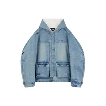 WE11DONE Denim Jackets Unisex Sky Blue