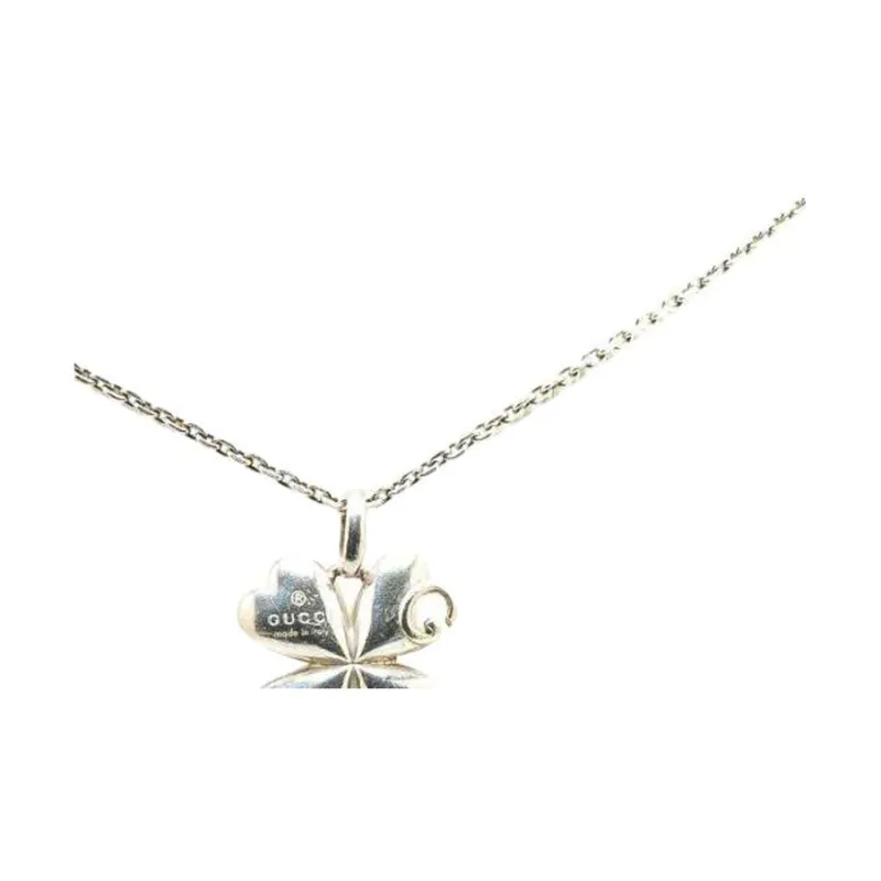 GUCCI 2000 2015 Sterling Silver Four Leaf Clover Pendant Necklace-1