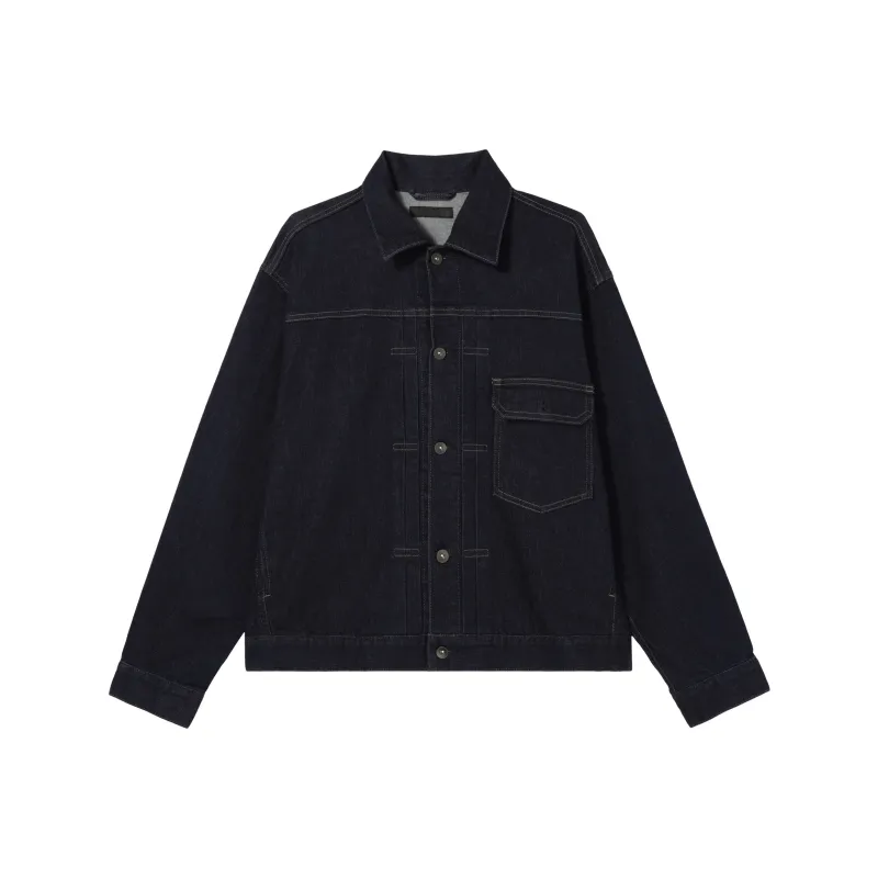 UNIQLO Denim Jacket Unisex Deep Sea Blue-0