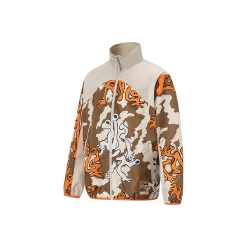 LiNing Windbreaker Jackets Men Dawn Gray Sable Brown All Over Print