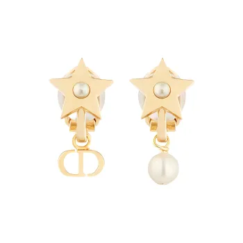 DIOR Resin Clip On Earrings Women's Gold