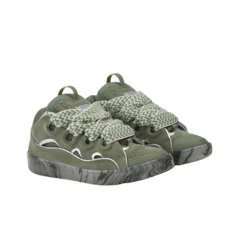 Lanvin Curb Low Top Skateboard Shoes Men's Green-2