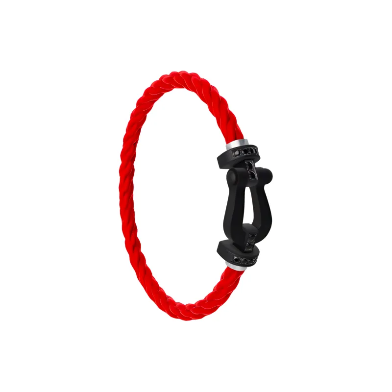 FRED Titanium Diamond Stainless Steel Cable Bracelets Unisex Red/Black-2