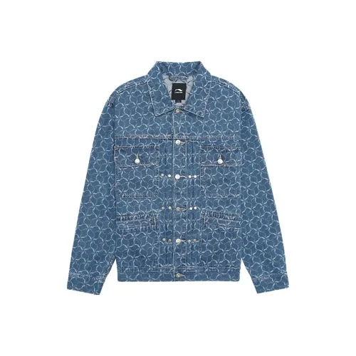 LI-NING 1990 Denim Jackets Men New Denim Blue