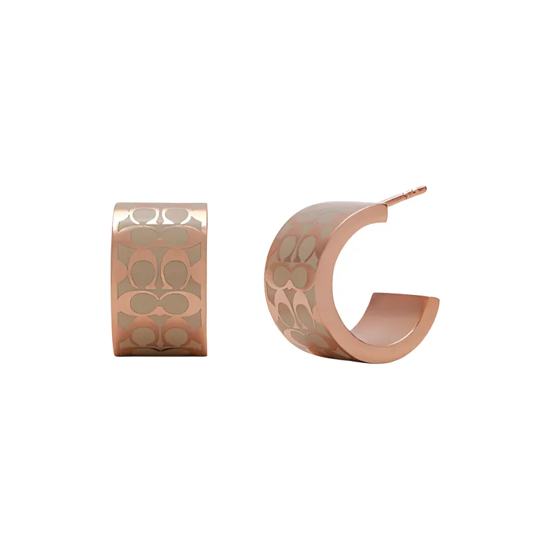 COACH Copper Earrings Unisex Rose Gold-0