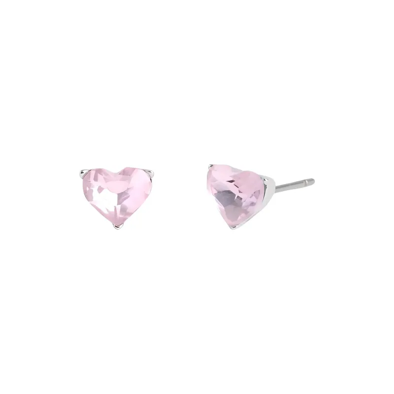 COACH Brass-Plated Glass Cubic Zircon Titanium Rod Stud Earrings Women's Pink-1