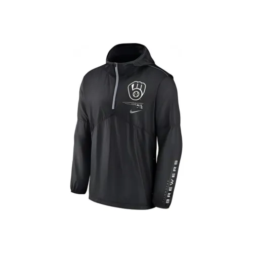 Nike x MLB Jackets Coats MLB Milwaukee Brewers Men's Black