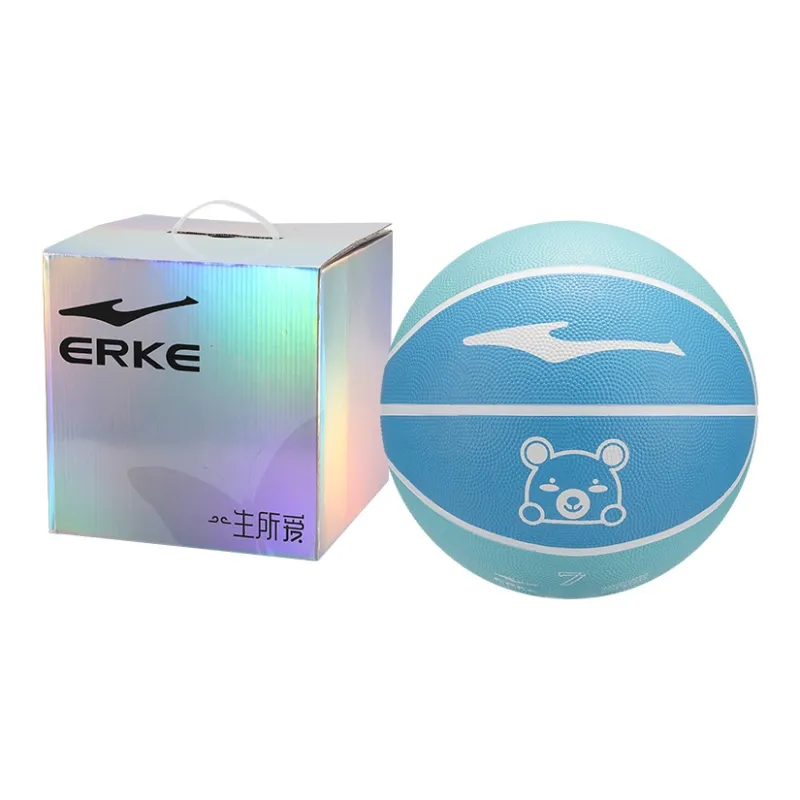 Erke Cute Bear Collection Rubber Basketball Blue Size 4 Ball/Size 5 Ball Training Competition Kids'-5